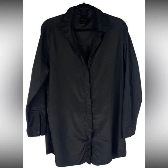 Áyres long sleeve button down oversized flowy black shirt sz large - Picture 1 of 11